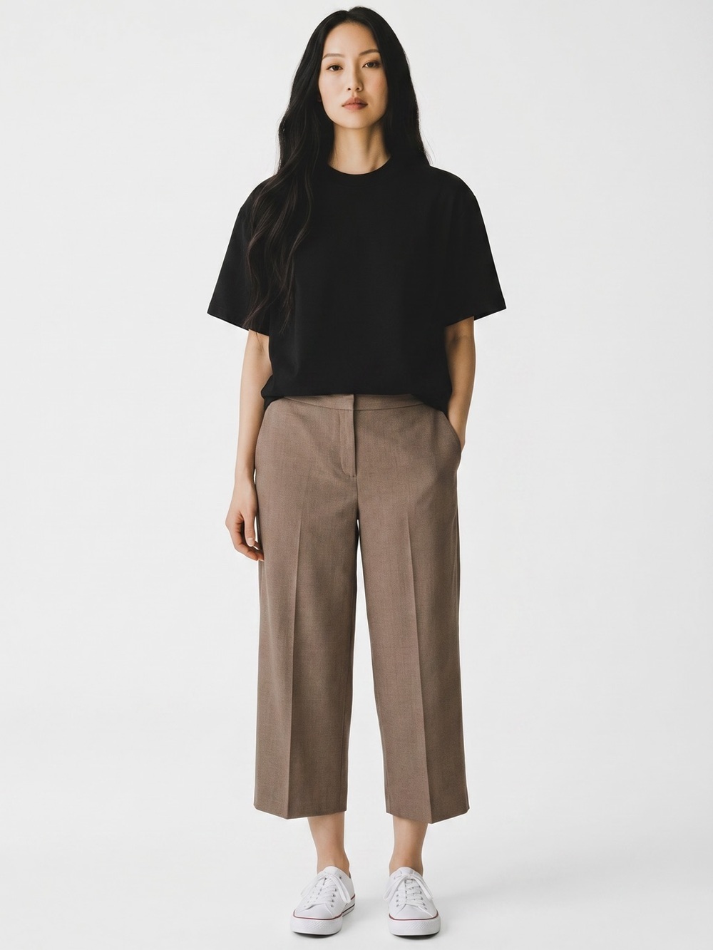 Sag Harbor Cropped Wide Leg Pants in Taupe Size 16 Petite